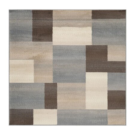 Palacedesigns 8 ft. Square Patchwork Power Loom Stain Resistant Square Area Rug - Grey PA3102916